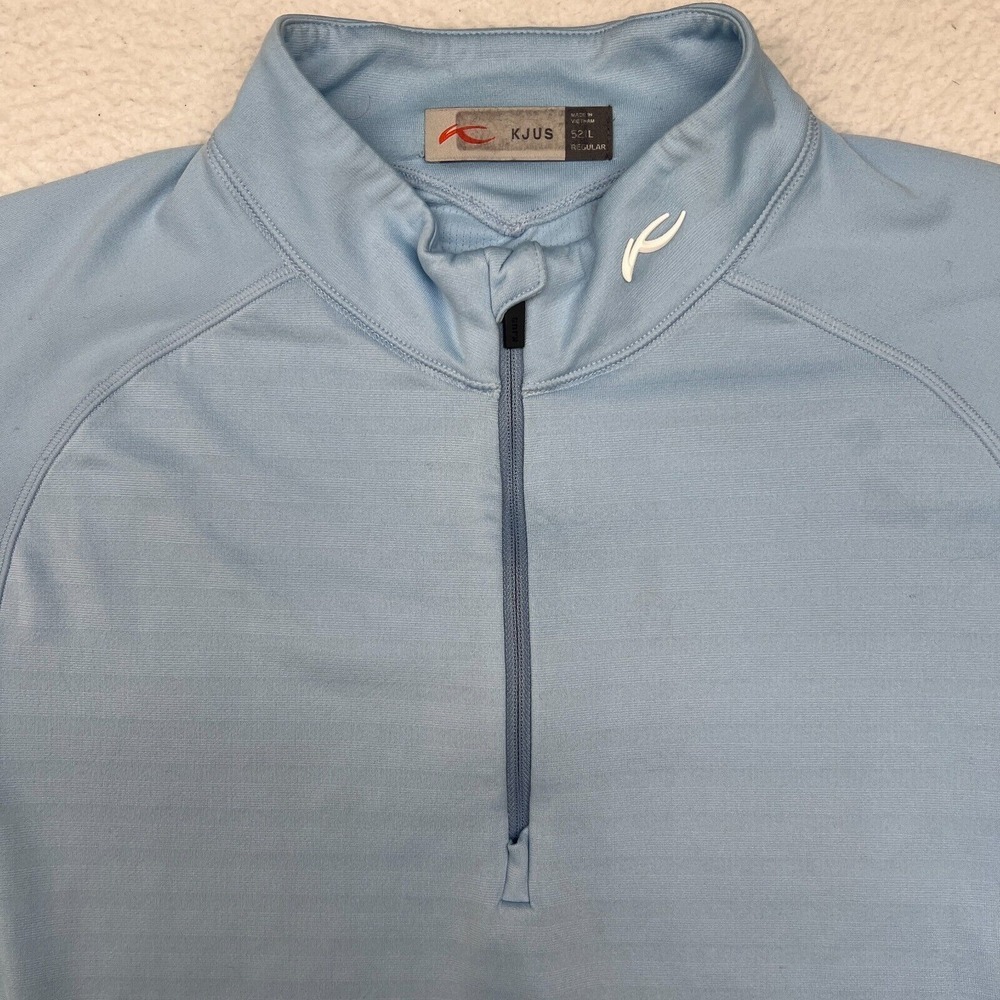 KJUS Golf Quarter Zip Performance Stretch Large Mens Blue Active Long Sleeve - Picture 2 of 12